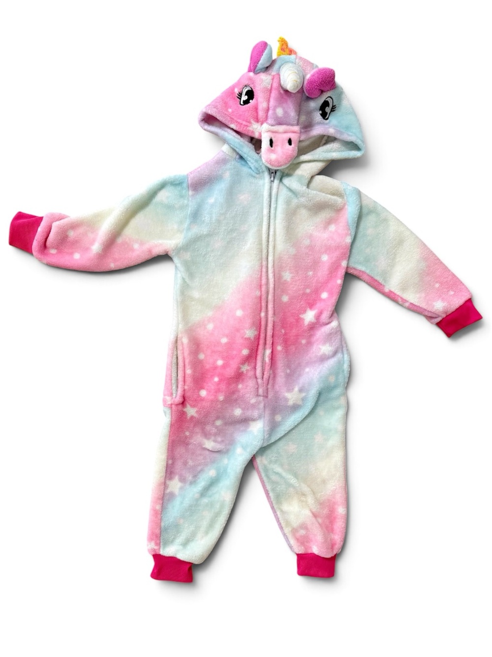 Amazon Kids Unicorn Onesie - Pastel Pink & Blue Plush Hooded Costume